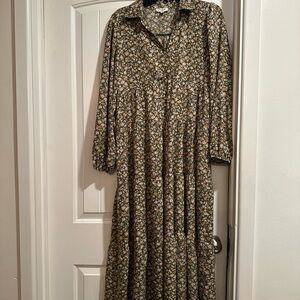 Umgee Black Floral Long Sleeve Dress